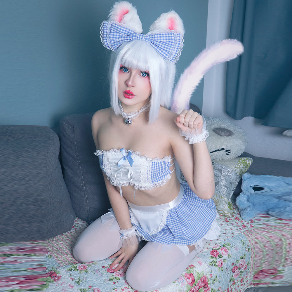 キンキーランジェリー セクシーレースアニメランジェリー メイドエプロン チューブトップコスプレ ベビードール
